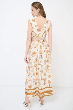 Fashion KIKISIX ABITO INCROCIATO BALZA SOTTO + CINTURA BEIGE/TABACCO