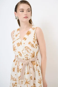 Fashion KIKISIX ABITO INCROCIATO BALZA SOTTO + CINTURA BEIGE/TABACCO