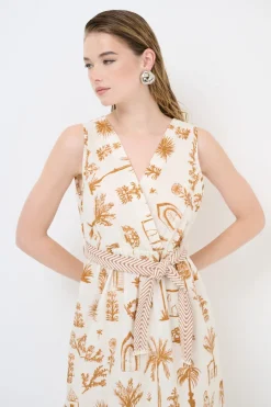 Fashion KIKISIX ABITO INCROCIATO BALZA SOTTO + CINTURA BEIGE/TABACCO