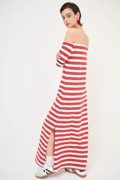 New KIKISIX ABITO LUNGO SHIFFER RIGA SPACCHI LATERALI ROSSO