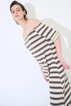 Discount KIKISIX ABITO LUNGO SHIFFER RIGA SPACCHI LATERALI MORO