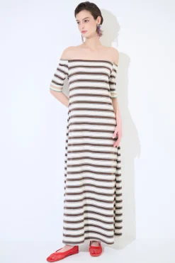 Discount KIKISIX ABITO LUNGO SHIFFER RIGA SPACCHI LATERALI MORO