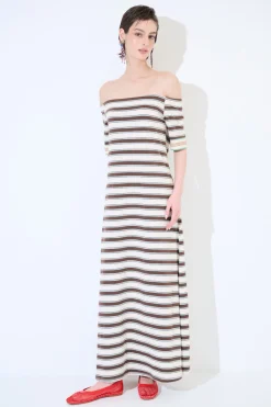 Discount KIKISIX ABITO LUNGO SHIFFER RIGA SPACCHI LATERALI MORO