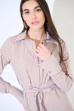 Outlet KIKISIX ABITO MIDI COLLO A CAMICIA RIGA MORO