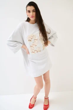 Clearance KIKISIX ABITO OVER CON RICAMO PIZZO GRIGIO