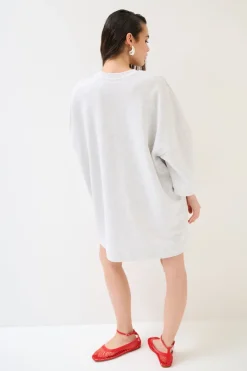 Clearance KIKISIX ABITO OVER CON RICAMO PIZZO GRIGIO