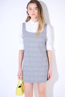Fashion KIKISIX ABITO QUADRO CHECK CELESTE