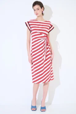 Sale KIKISIX ABITO RIGA LACCIO MANICA COSTINA ROSSO