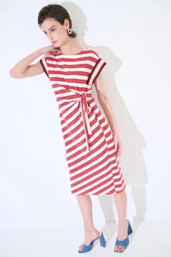 Sale KIKISIX ABITO RIGA LACCIO MANICA COSTINA ROSSO