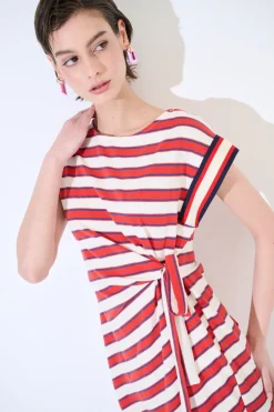 Sale KIKISIX ABITO RIGA LACCIO MANICA COSTINA ROSSO