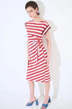 Sale KIKISIX ABITO RIGA LACCIO MANICA COSTINA ROSSO