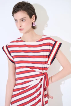 Sale KIKISIX ABITO RIGA LACCIO MANICA COSTINA ROSSO