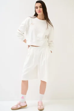 Fashion KIKISIX BERMUDA FELPA CON STAMPA PANNA