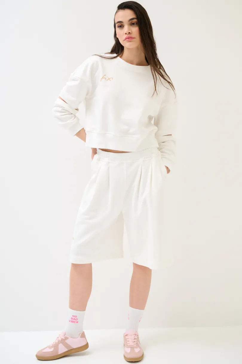 Fashion KIKISIX BERMUDA FELPA CON STAMPA PANNA