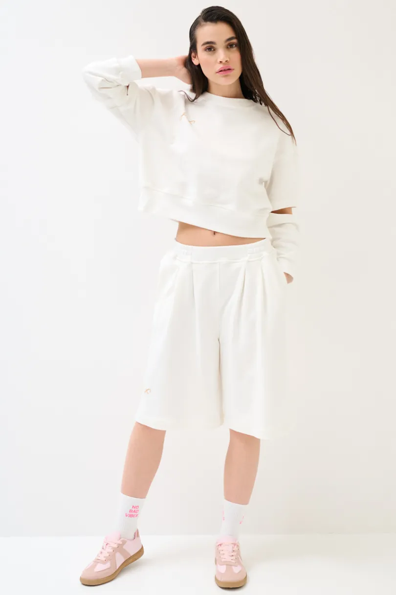 Fashion KIKISIX BERMUDA FELPA CON STAMPA PANNA