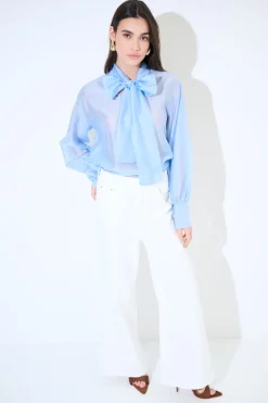 Clearance KIKISIX BLUSA CON FIOCCO VOILE CELESTE