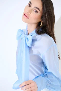 Clearance KIKISIX BLUSA CON FIOCCO VOILE CELESTE