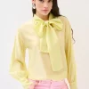 Sale KIKISIX BLUSA CON FIOCCO VOILE GIALLO