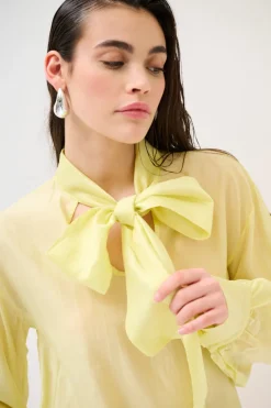 Sale KIKISIX BLUSA CON FIOCCO VOILE GIALLO