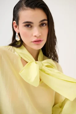Sale KIKISIX BLUSA CON FIOCCO VOILE GIALLO