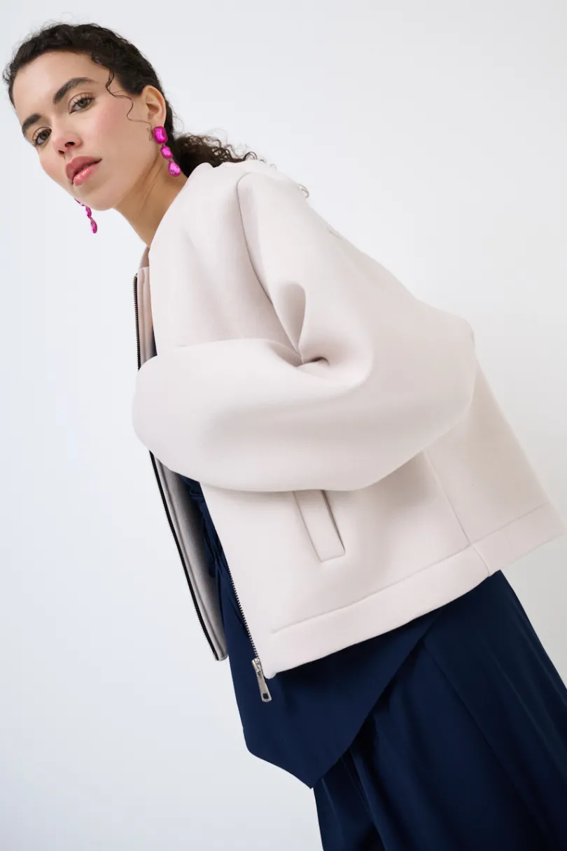 Outlet KIKISIX BOMBER CORTO ACCOPPIATO BEIGE