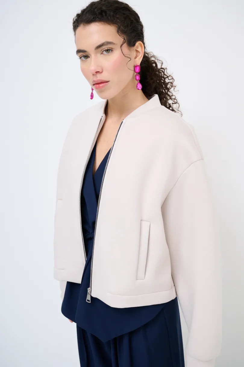 Outlet KIKISIX BOMBER CORTO ACCOPPIATO BEIGE