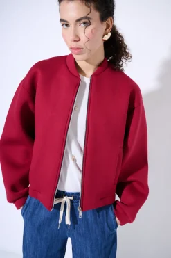 Best KIKISIX BOMBER CORTO ACCOPPIATO VINO