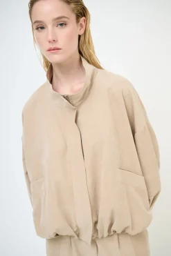 Best KIKISIX BOMBER DAINETTO OVER RICAMO ORSETTO BEIGE