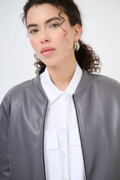 Discount KIKISIX BOMBER IN PELLE CON ELASTICO FANGO