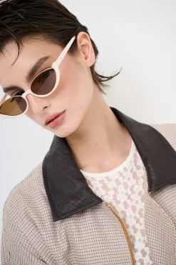 Fashion KIKISIX BOMBER QUADRETTO CON COLLO ECOPELLE MORO