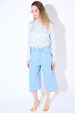 Discount KIKISIX CAMICIA BASIC STAMPA POIS CELESTE