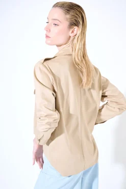 Discount KIKISIX CAMICIA CON TASCHE SPILLA ANANAS BEIGE