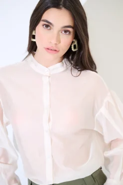 Online KIKISIX CAMICIA COREANA VOILE CON PIEGA MANICA PANNA