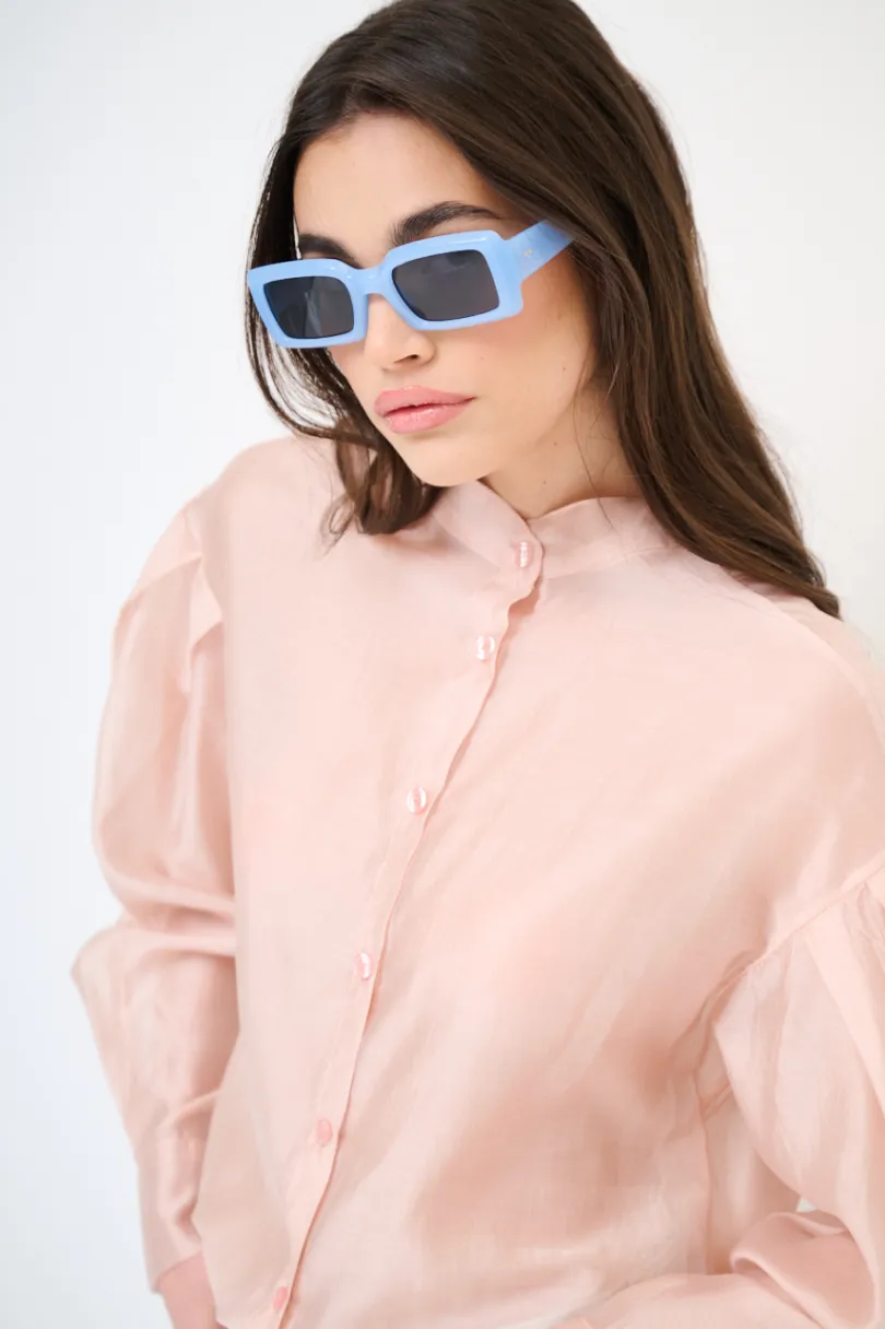 Sale KIKISIX CAMICIA COREANA VOILE CON PIEGA MANICA ROSA