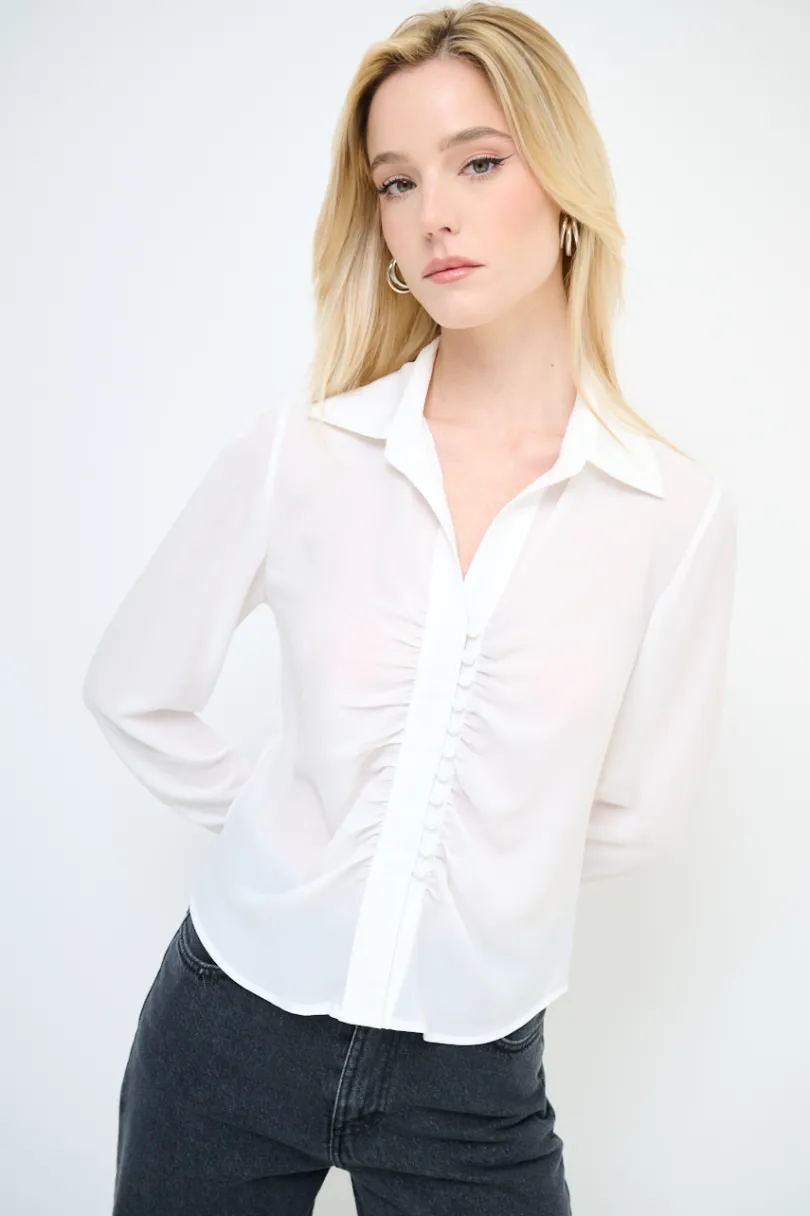 Online KIKISIX CAMICIA CROP CON BOTTONI FODERATI PANNA