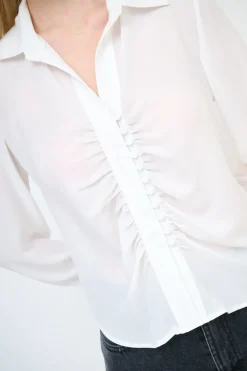 Online KIKISIX CAMICIA CROP CON BOTTONI FODERATI PANNA