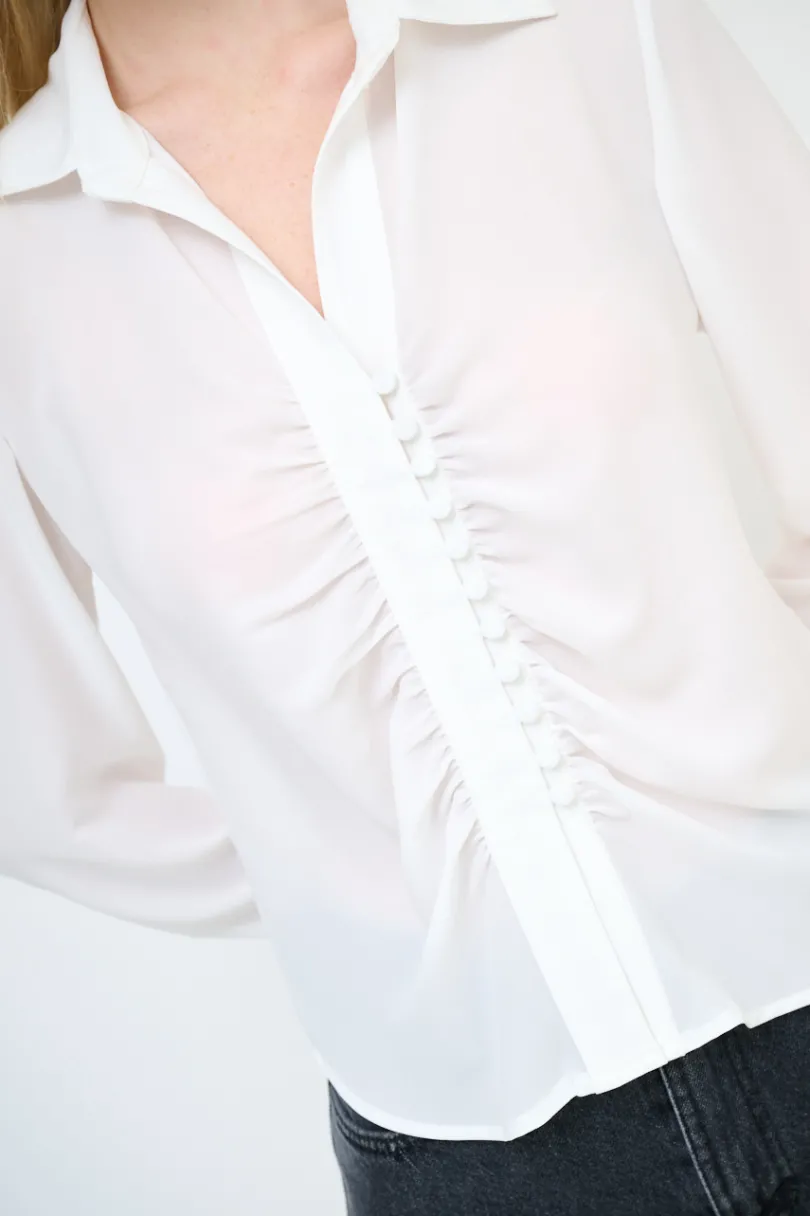 Online KIKISIX CAMICIA CROP CON BOTTONI FODERATI PANNA