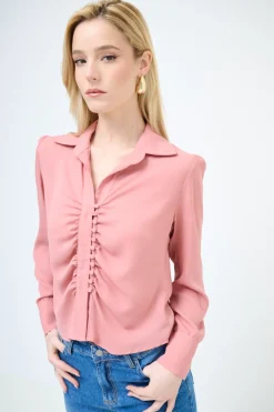 Discount KIKISIX CAMICIA CROP CON BOTTONI FODERATI ROSA