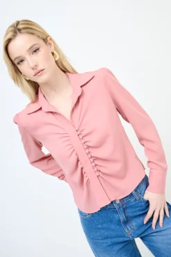 Discount KIKISIX CAMICIA CROP CON BOTTONI FODERATI ROSA
