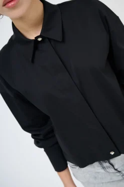 Discount KIKISIX CAMICIA CROP CON FINTONE NERO