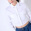 Discount KIKISIX CAMICIA CROP TASCHE BIANCO