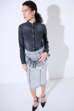 Discount KIKISIX CAMICIA DENIM CON TASCHE NERO