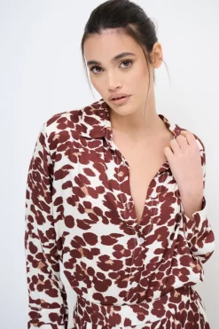 Sale KIKISIX CAMICIA MANICA LUNGA CON BOTTONI MARRONE