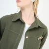 Fashion KIKISIX CAMICIA MILITARY CON STAMPA DIETRO E BOTTONI GIOIELLO VERDE MILI