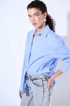 Sale KIKISIX CAMICIA OVER CELESTE