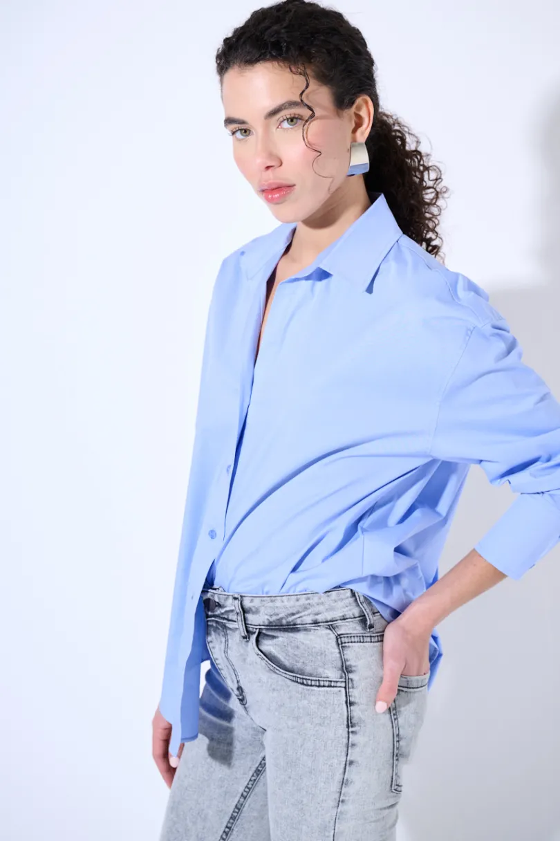 Sale KIKISIX CAMICIA OVER CELESTE