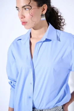 Sale KIKISIX CAMICIA OVER CELESTE