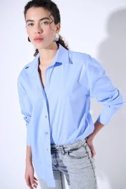 Sale KIKISIX CAMICIA OVER CELESTE