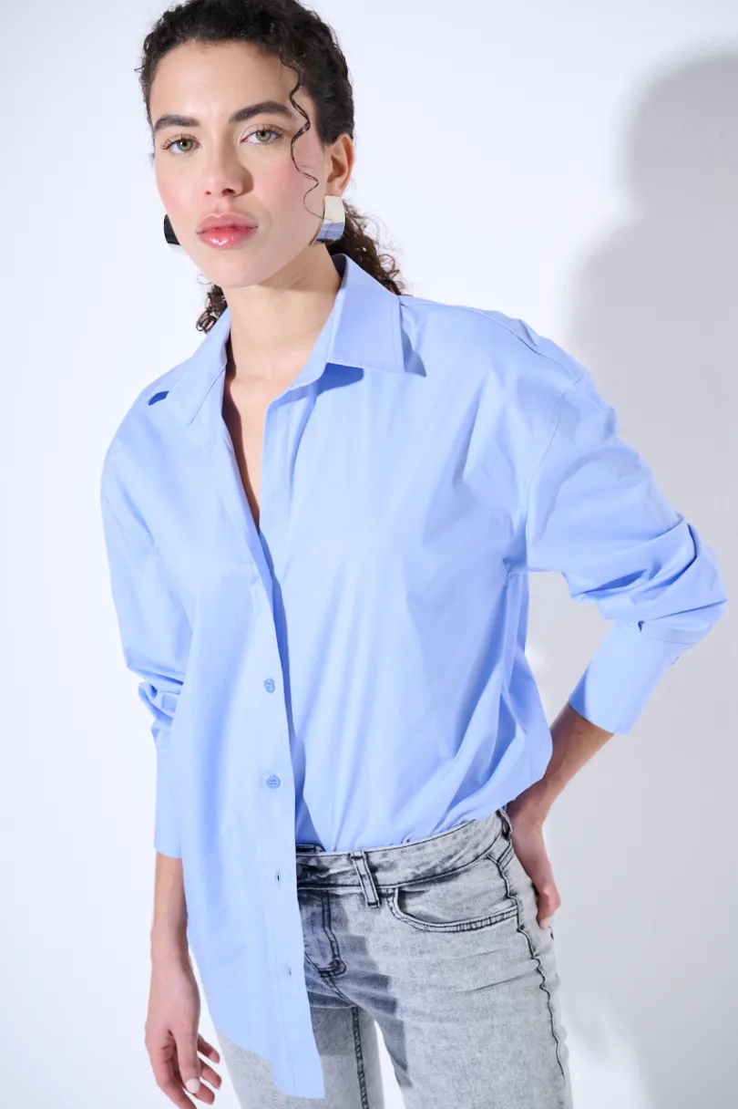 Sale KIKISIX CAMICIA OVER CELESTE
