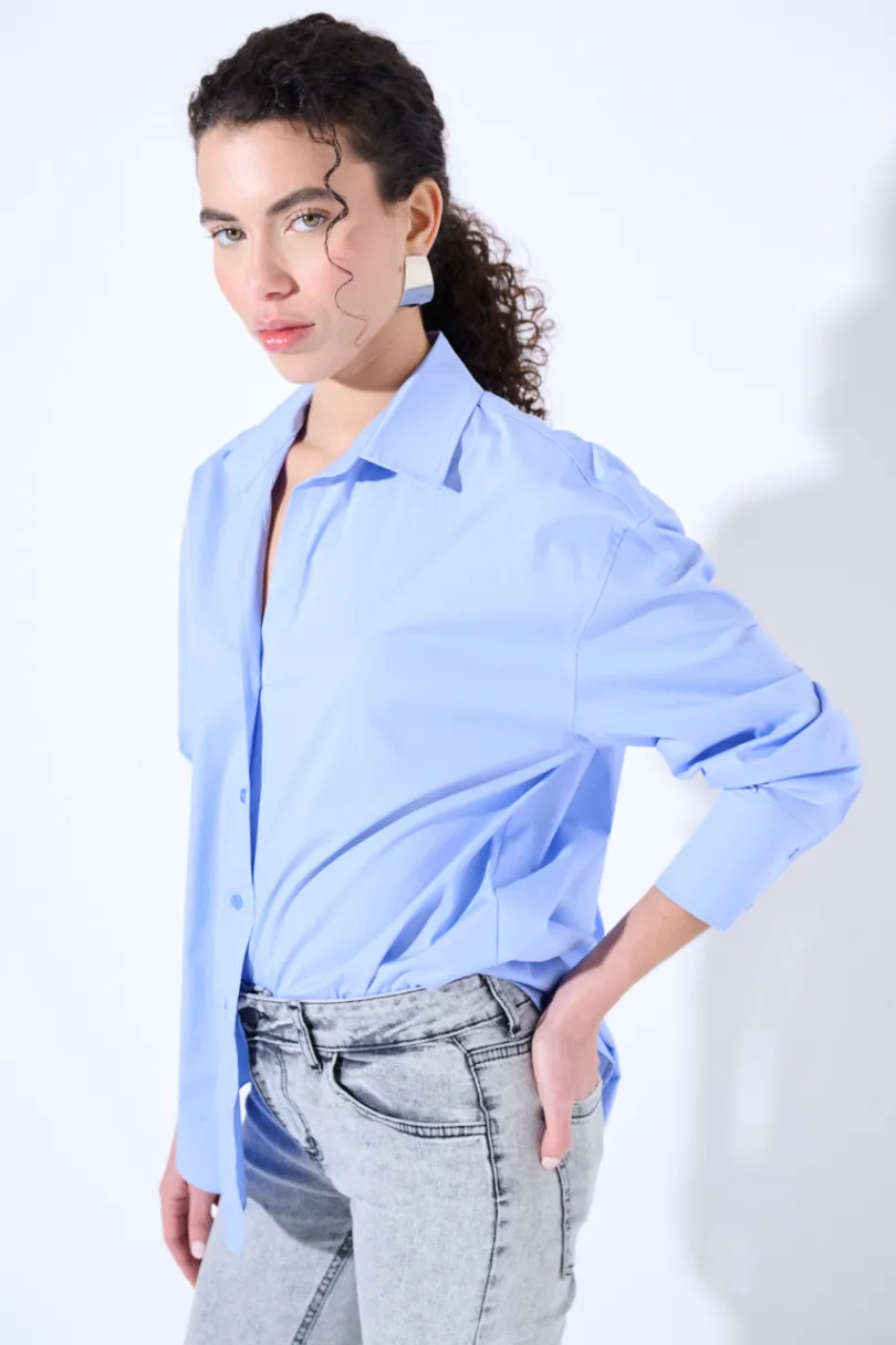 Sale KIKISIX CAMICIA OVER CELESTE
